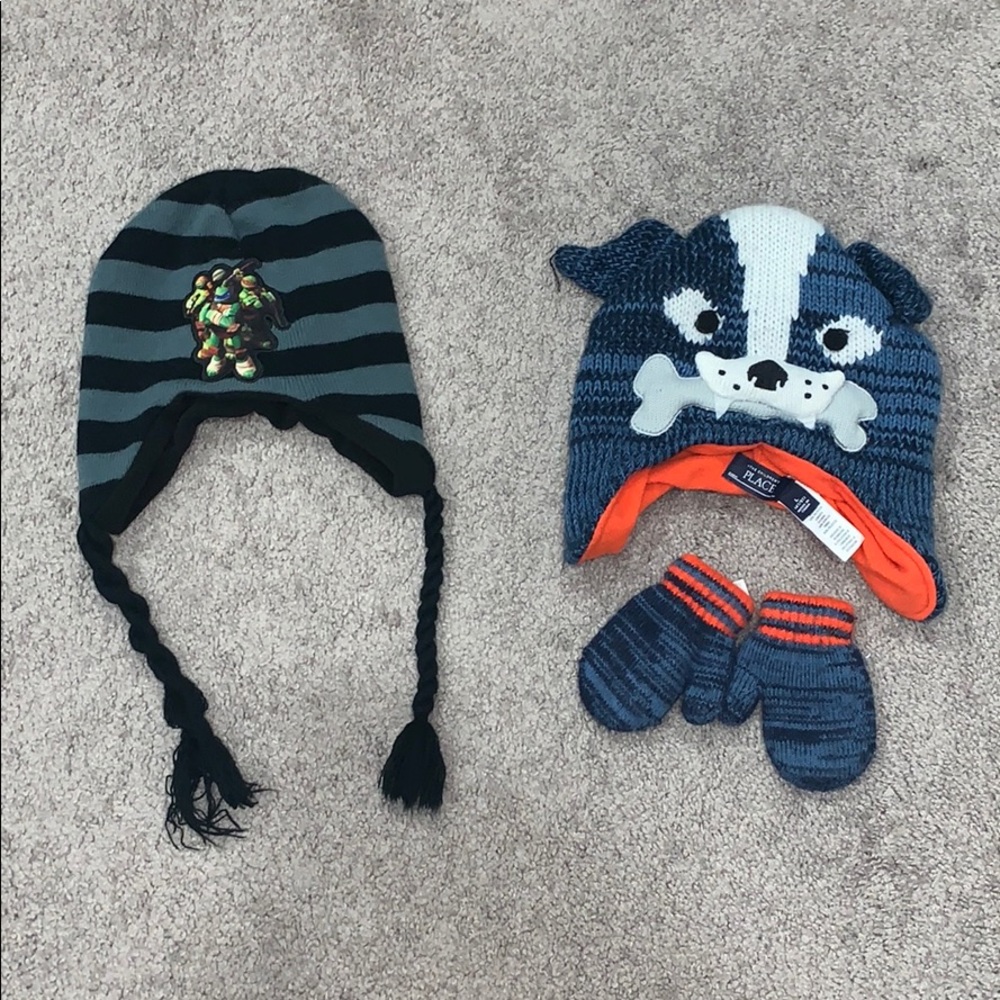 Set of Toddler Winter Hats and mittens